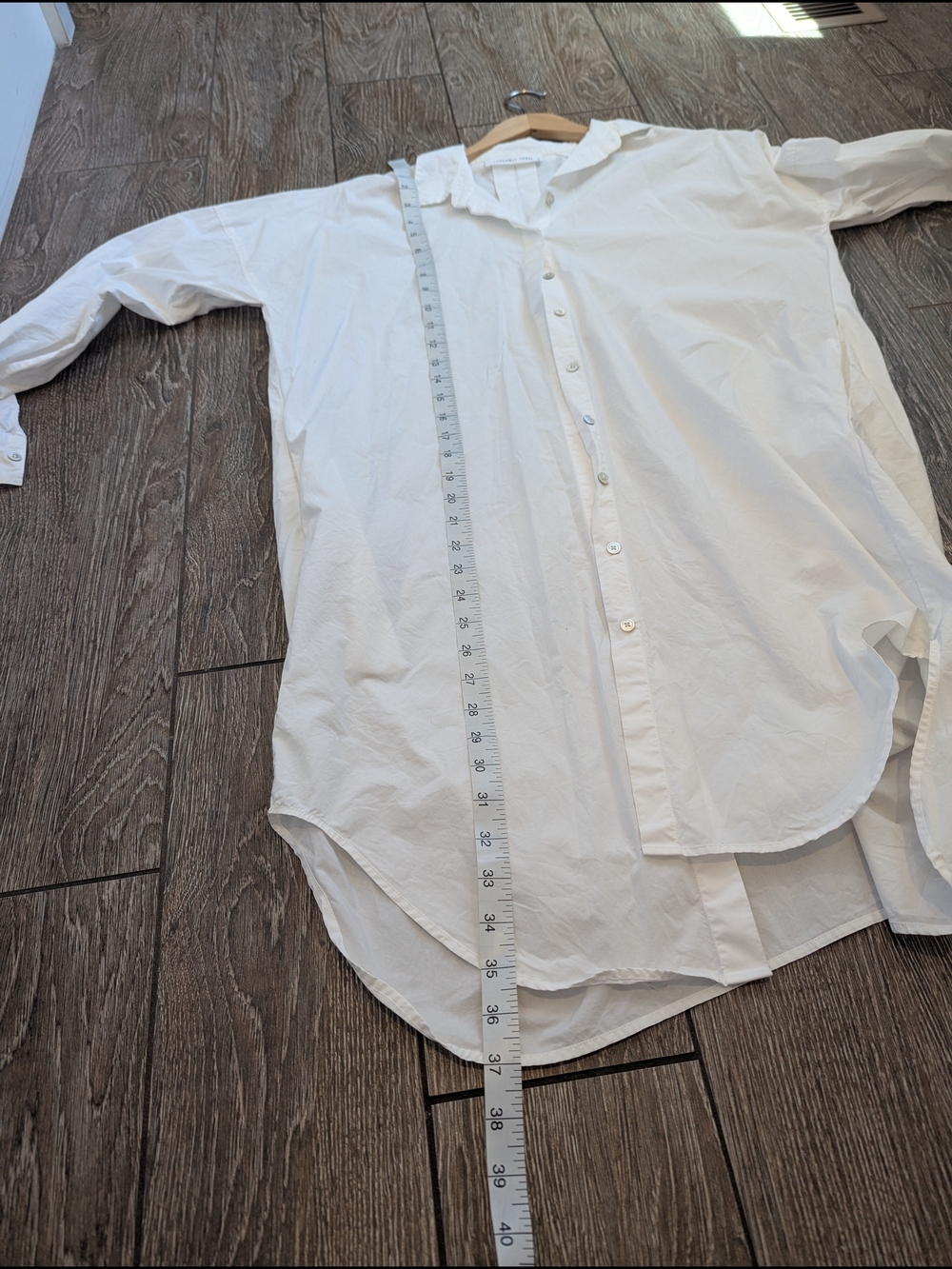 Assembly Label White Mini Shirt Dress Size 6 Small Long Sleeve Crisp - Picture 11 of 11